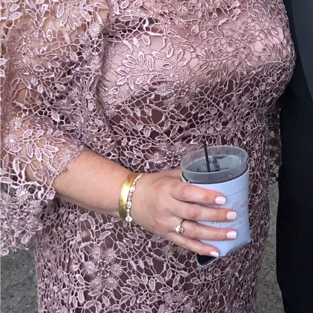 Theia gown, color is mauve pink rose, size 14, worn once and hemmed not altered.